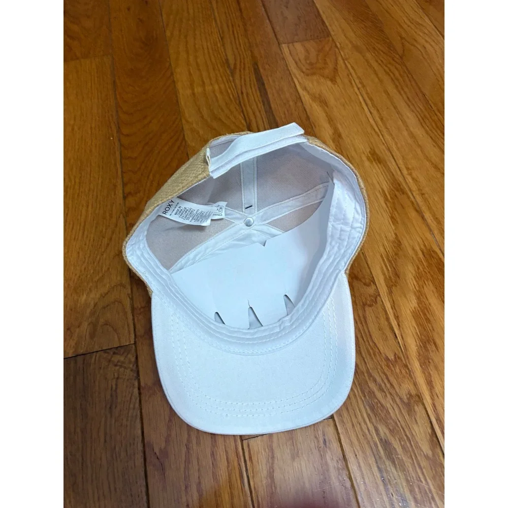 Roxy Incognito White Tan Straw Woven Baseball Cap Hat ERJHA03614 NEW